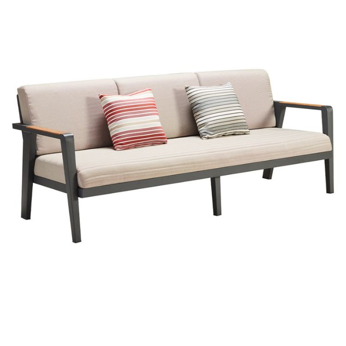 Salon de jardin en aluminium et teck, LOVY XL gris anthracite, AU JARDIN DE CHLOÉ