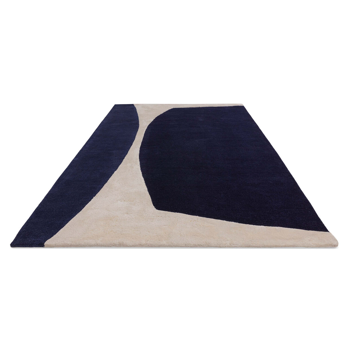Abstract Irregular Carved Shape Rug in 100% Wool indigo, ÉDITÉ