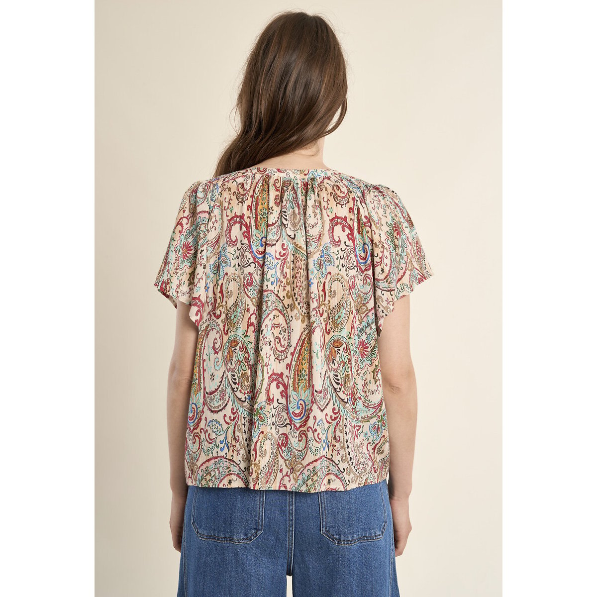 Blusa estampada de mangas curtas estampado multicolor, MOLLY BRACKEN