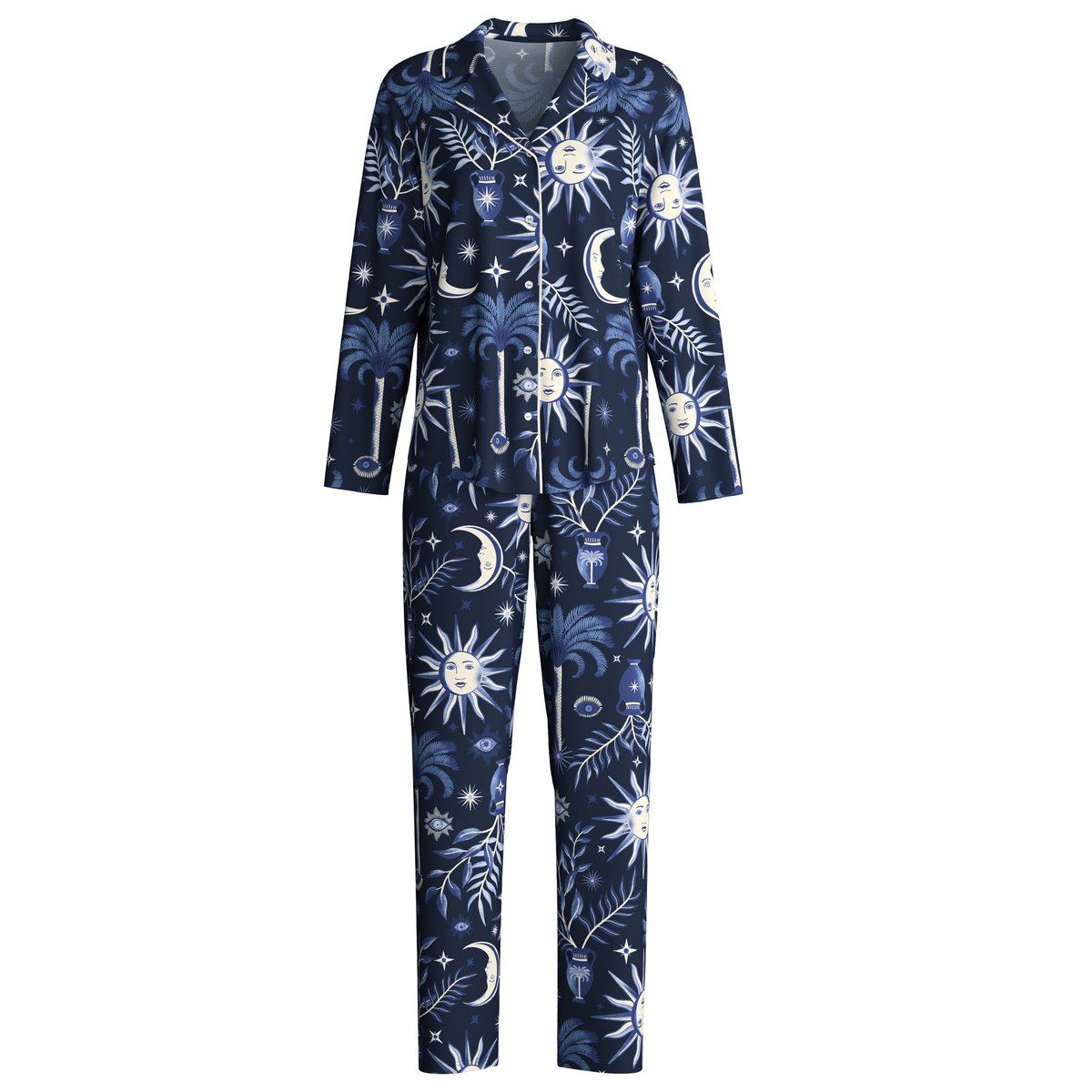 Pyjama à boutons manches longues Coton COSY NIGHTS saphir foncé, CALIDA
