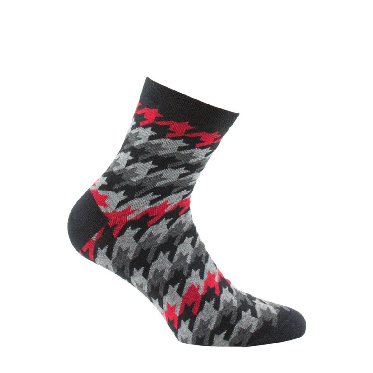 Socquettes en jersey coton pied de coq MADE IN FRANCE noir, KINDY