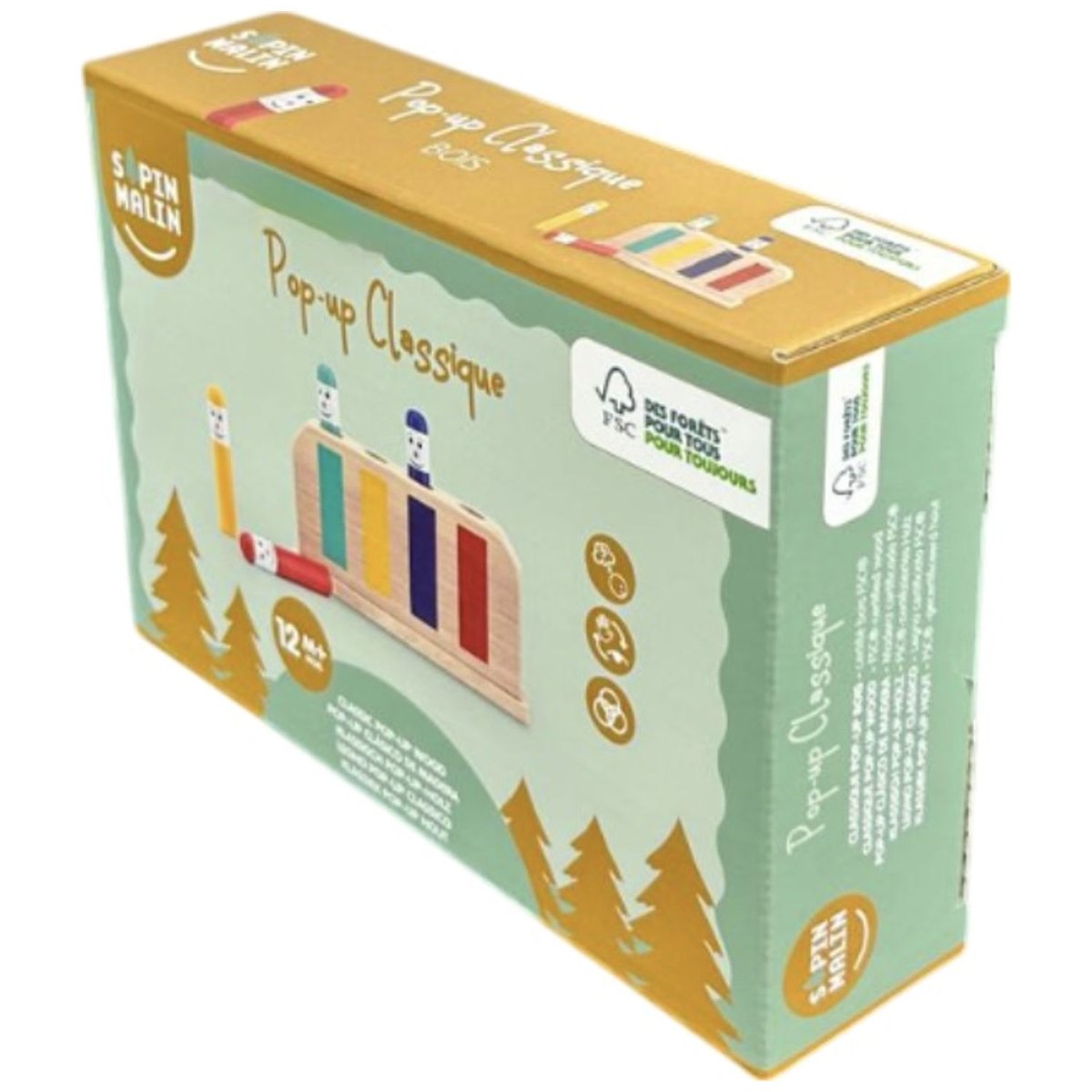 Pop up en bois multicolore, SAPIN MALIN