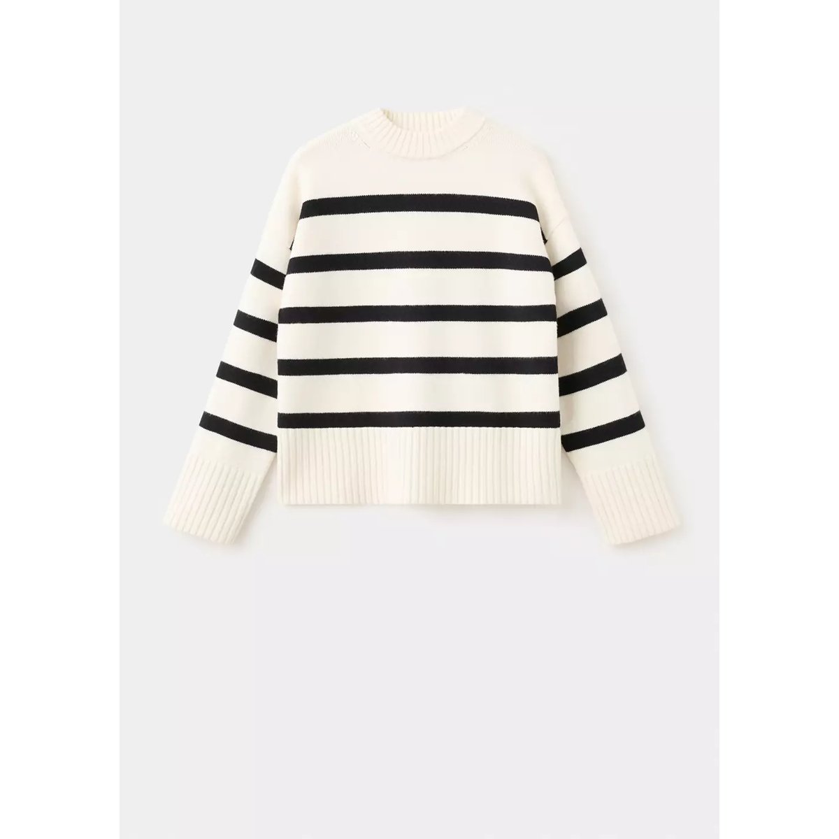 Pull-over en maille à rayures écru, MANGO