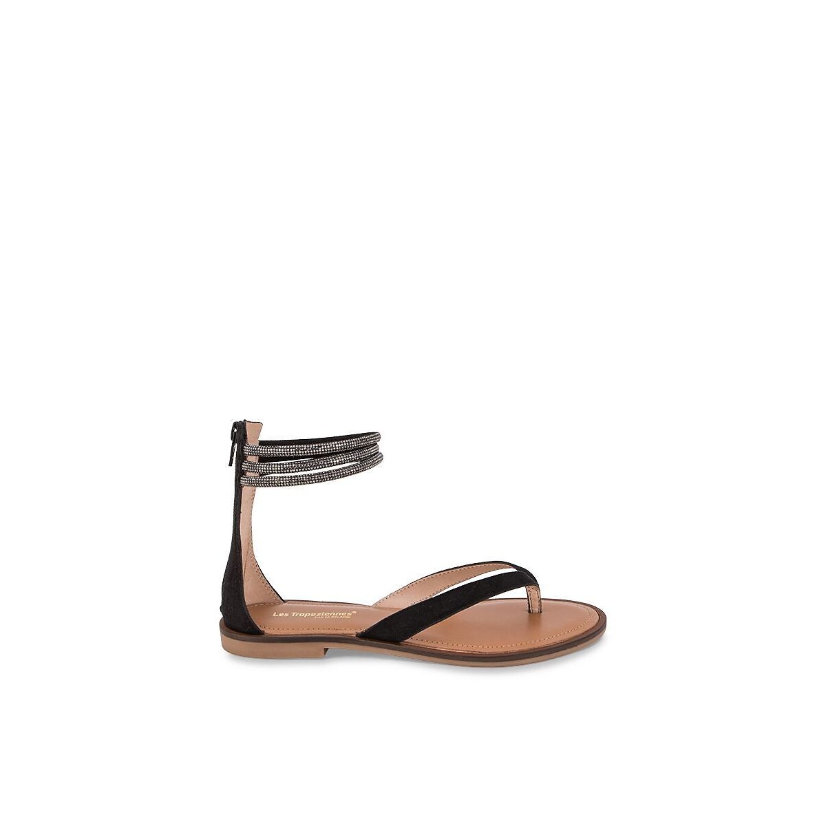 Sandales tongs bijoux en cuir Hodixy noir, LES TROPEZIENNES PAR M.BELARBI