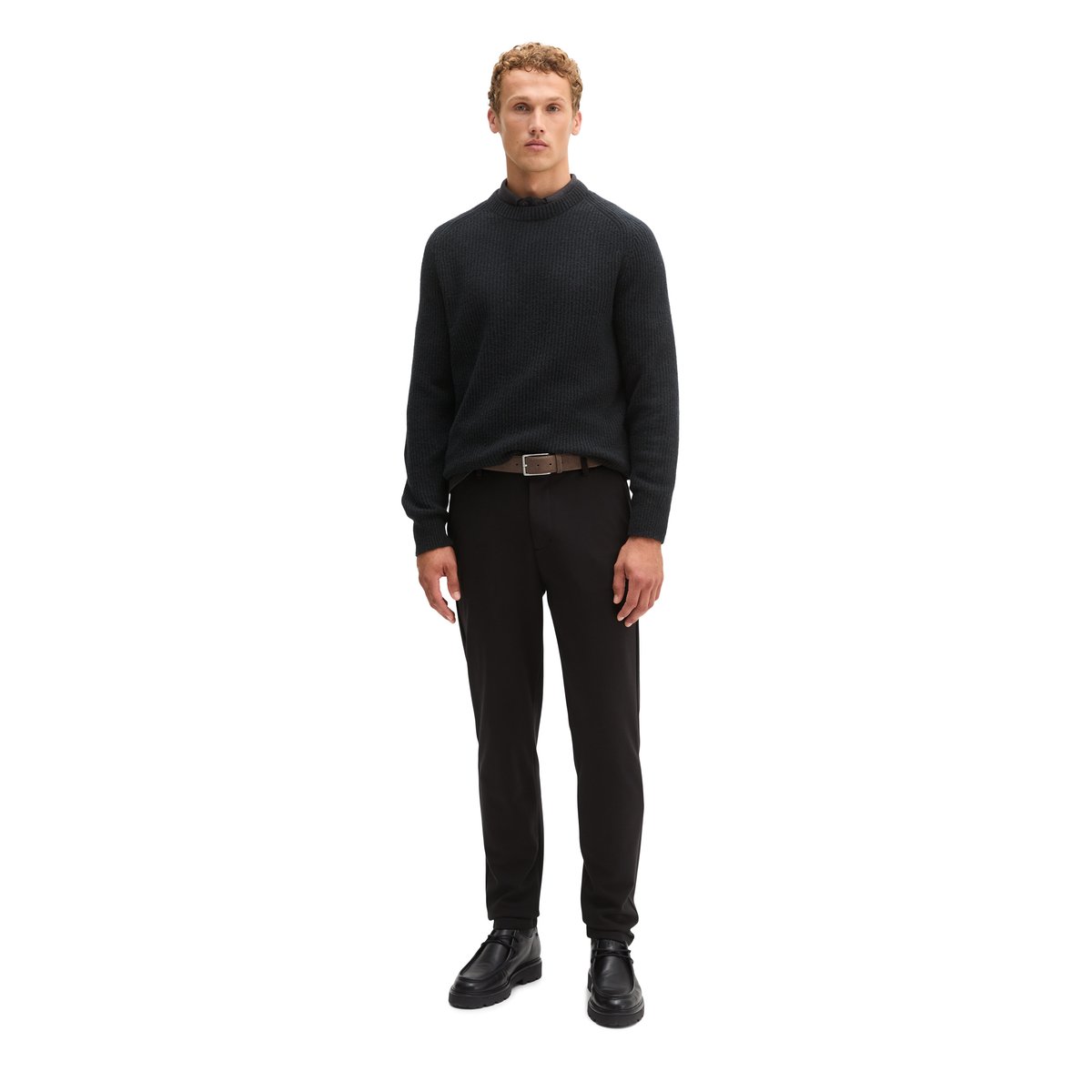 Pull coupe classique en mélange de laine vierge douce noir, MARC O'POLO