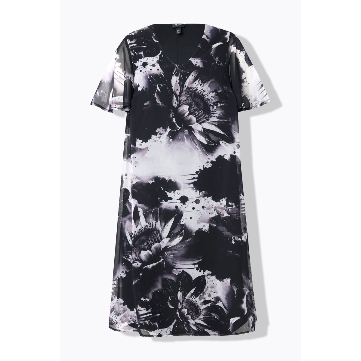 Robe à effet superposition. Décolleté V et noir, ULLA POPKEN