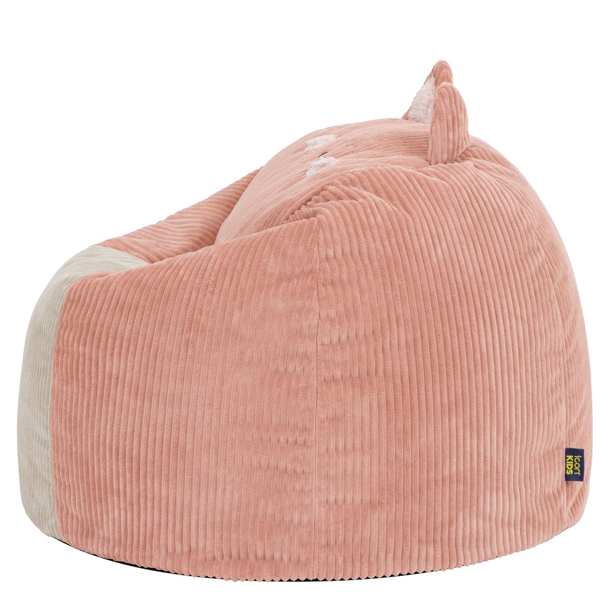 Pouf poire animal pour enfant avec coussin en velours côtelé Oeko-Tex® rose chat, ICON