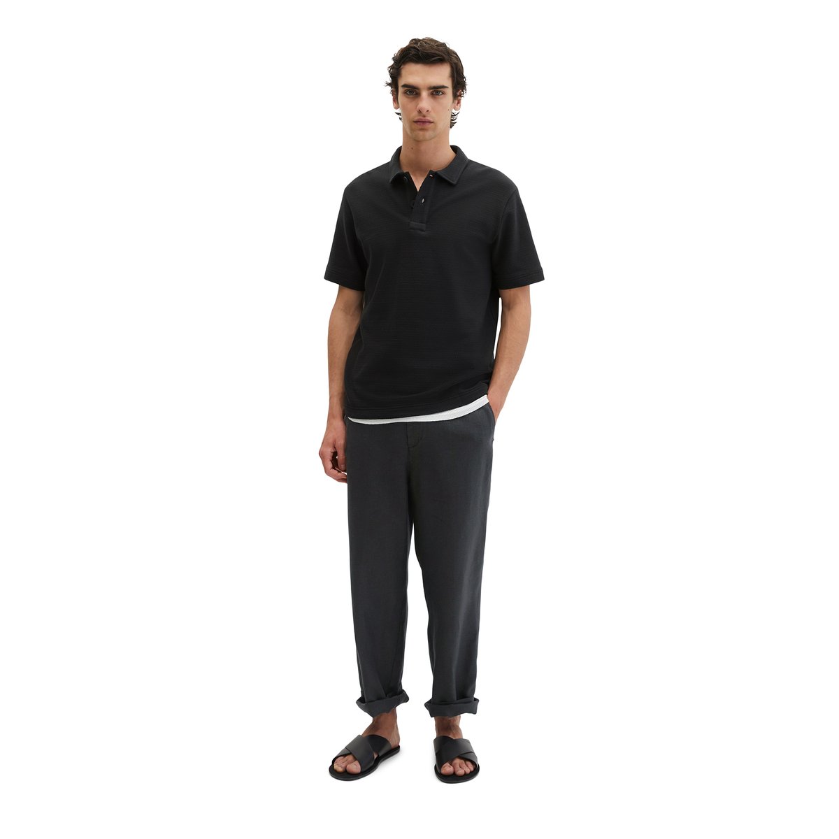 DfC Polo Jersey regular avec une structure fine noir, MARC O'POLO
