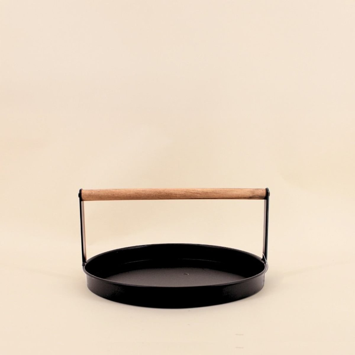 Plateau rond en métal noir et bois 29cm noir, ORNAMI