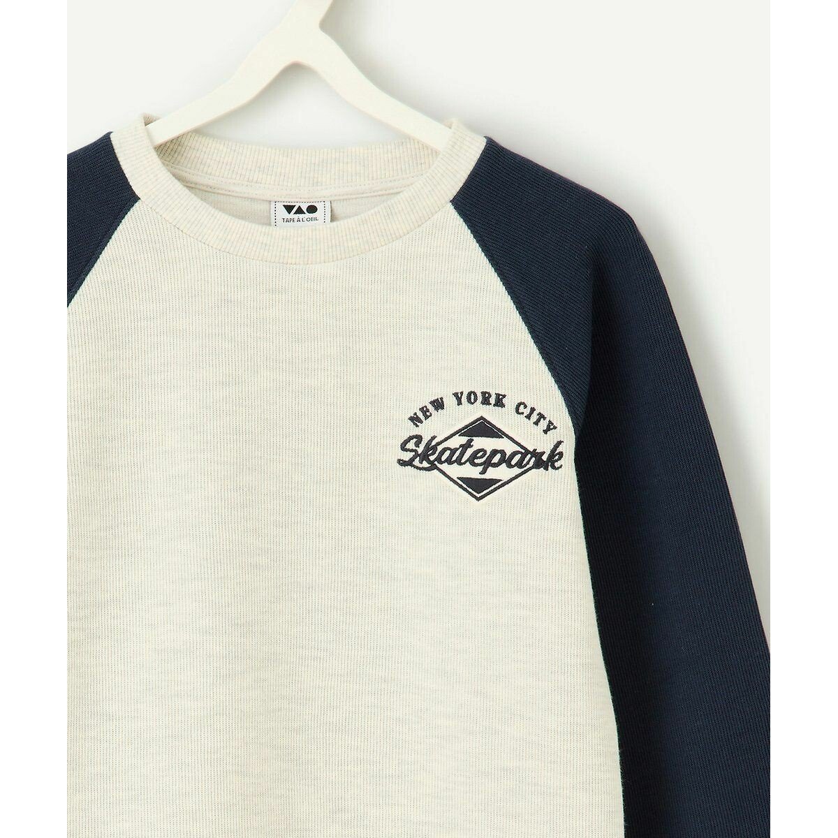 Colour Block T-Shirt with Long Sleeves navy/ecru, TAPE A L'OEIL