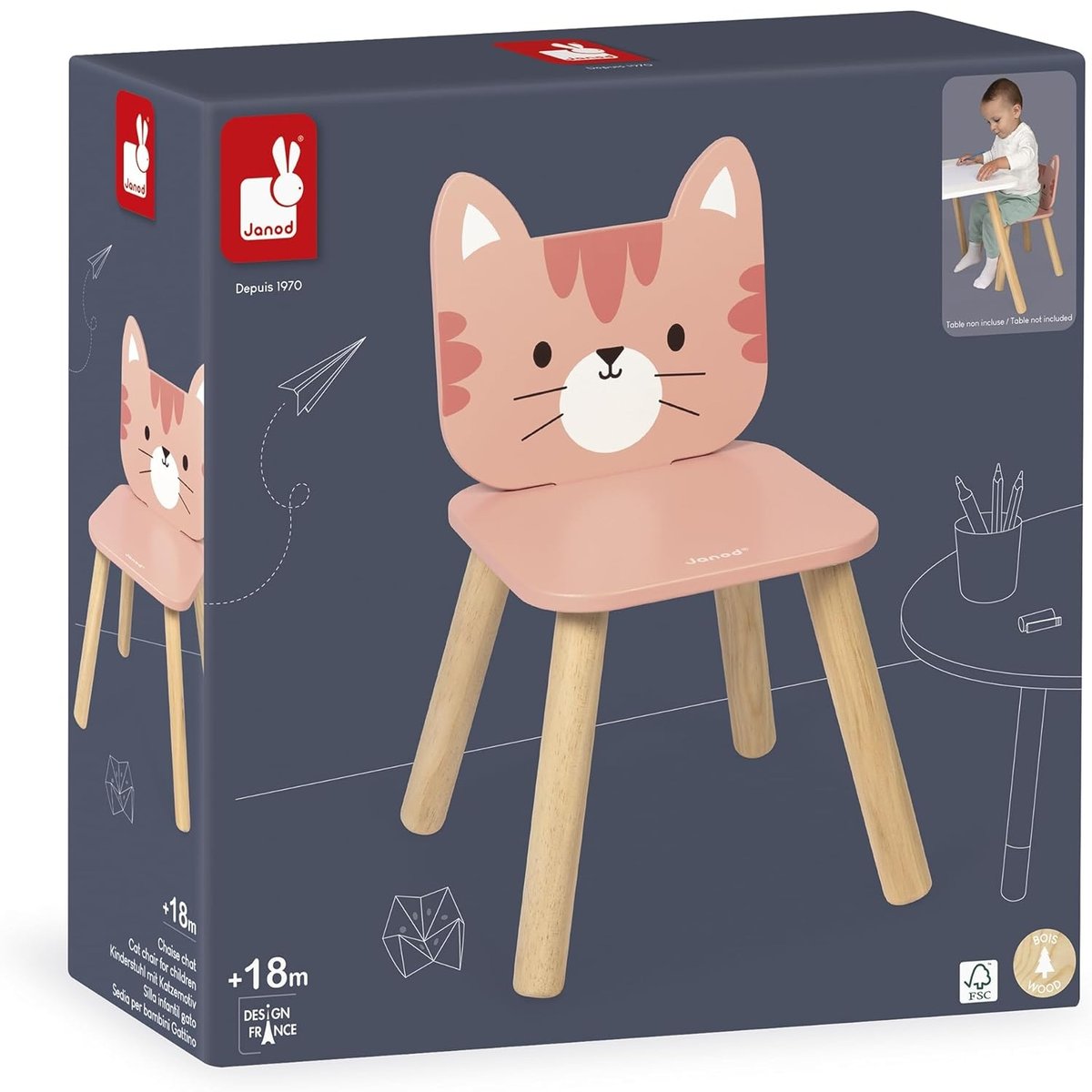 Chaise Enfant Th§me Chat rose, JANOD