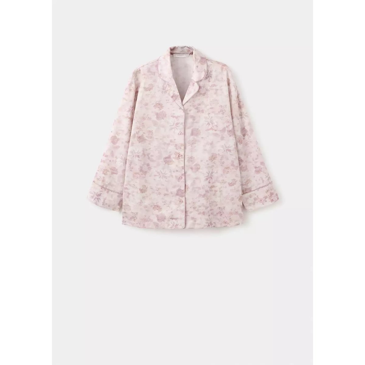 Chemise pyjama imprimée passepoil rose, MANGO