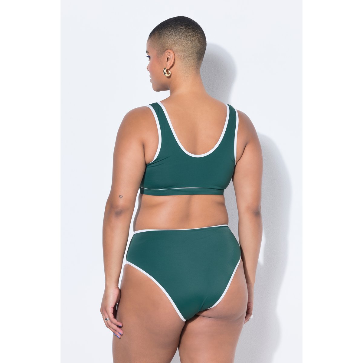Haut de bikini, passepoil, bonnets souples vert foncé, STUDIO UNTOLD