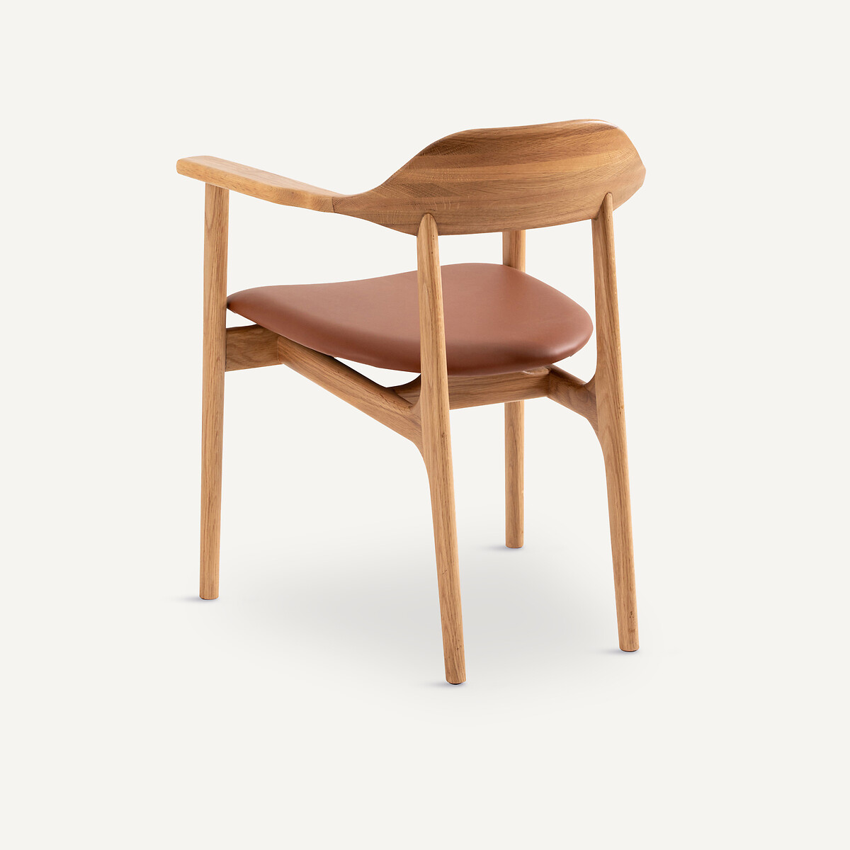 Fauteuil de table chêne, plaqué et cuir Arié chêne naturel, AM.PM