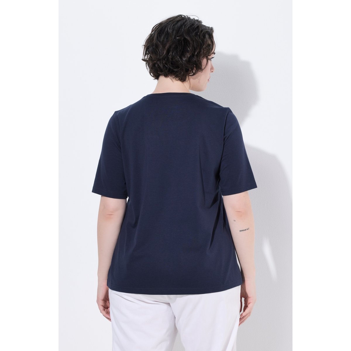 T-shirt motif smoothie, coupe Classic Fit marine, ULLA POPKEN