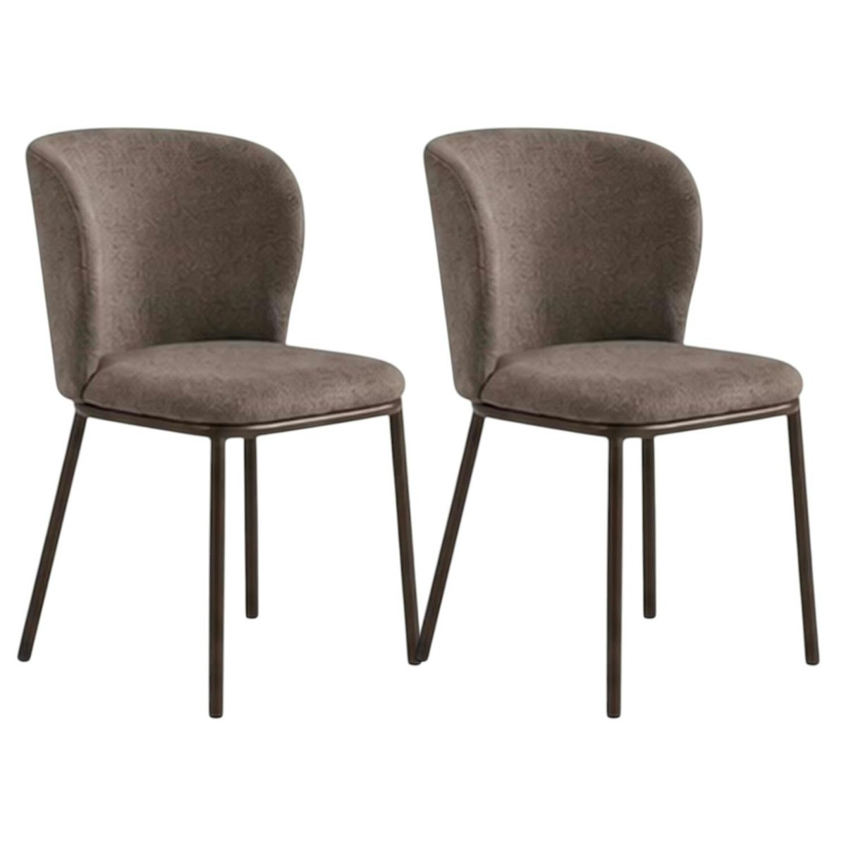 Chaise en tissu, dossier courbe (lot de 2) AUREN marron, PIER IMPORT