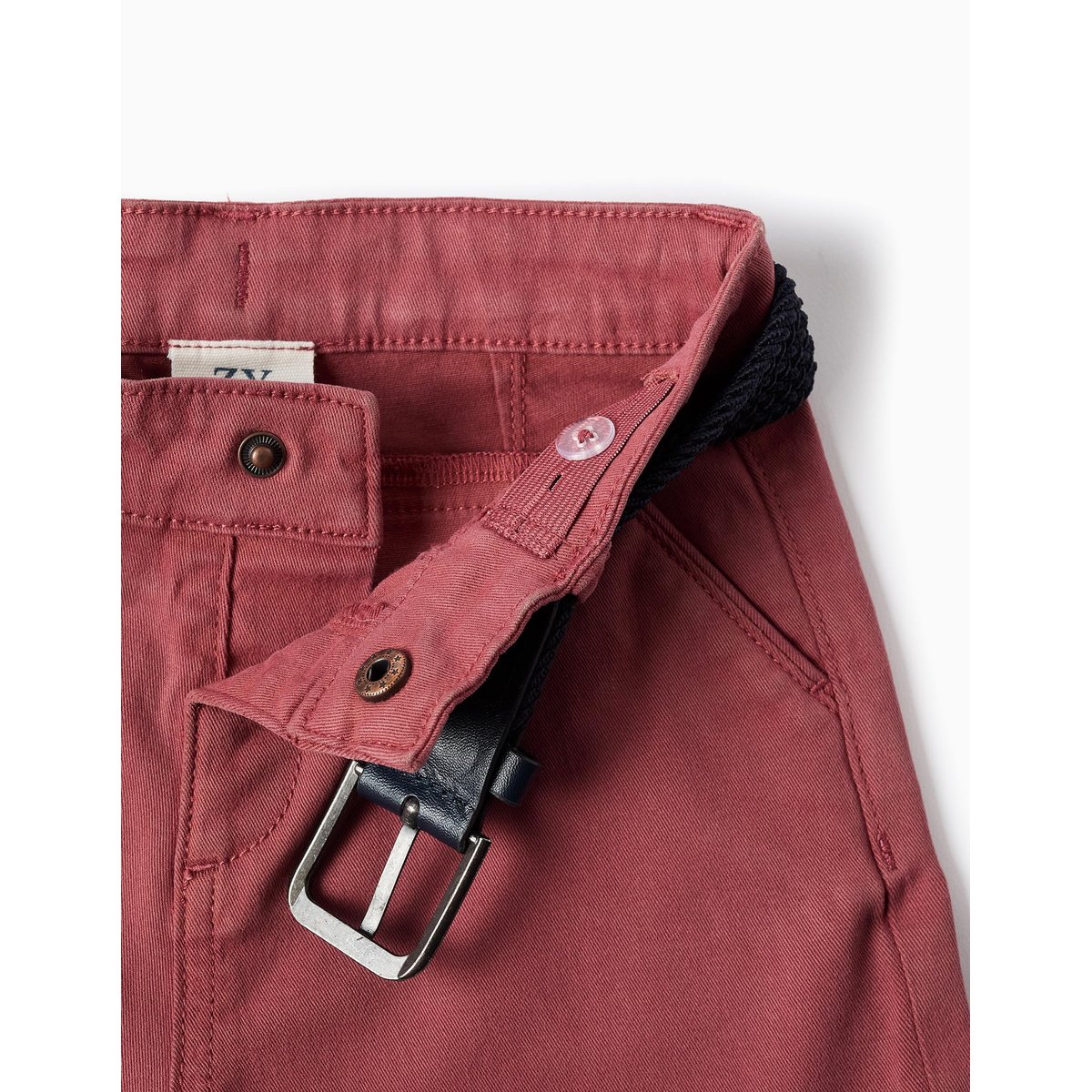 Short midi en sergé avec ceinture marrón, ZIPPY