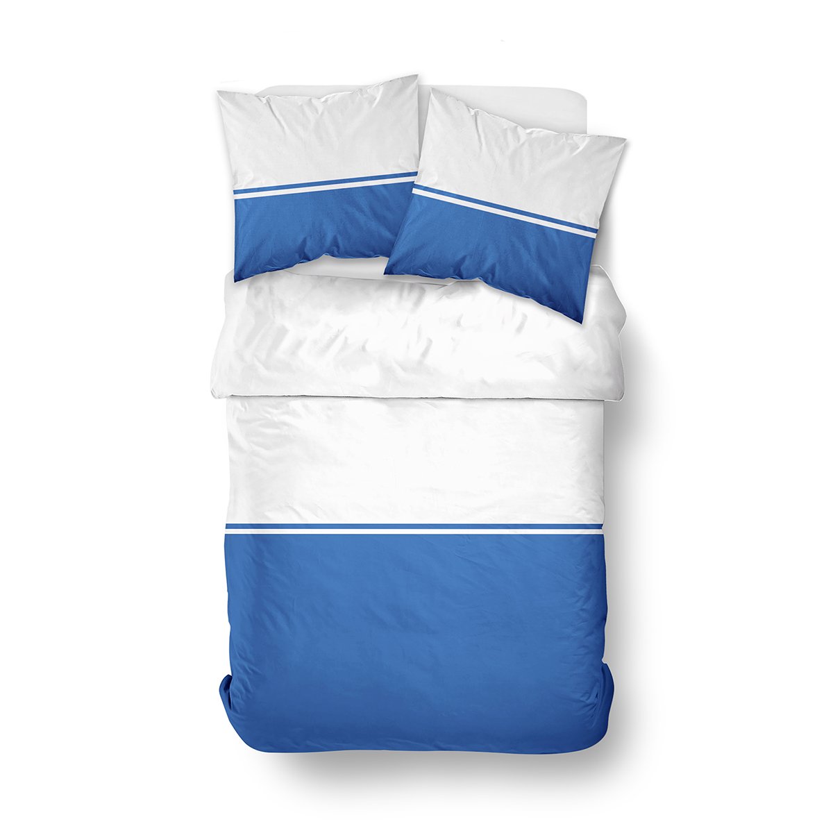 Parure de lit bicolore coton SUMMER bleu, TODAY