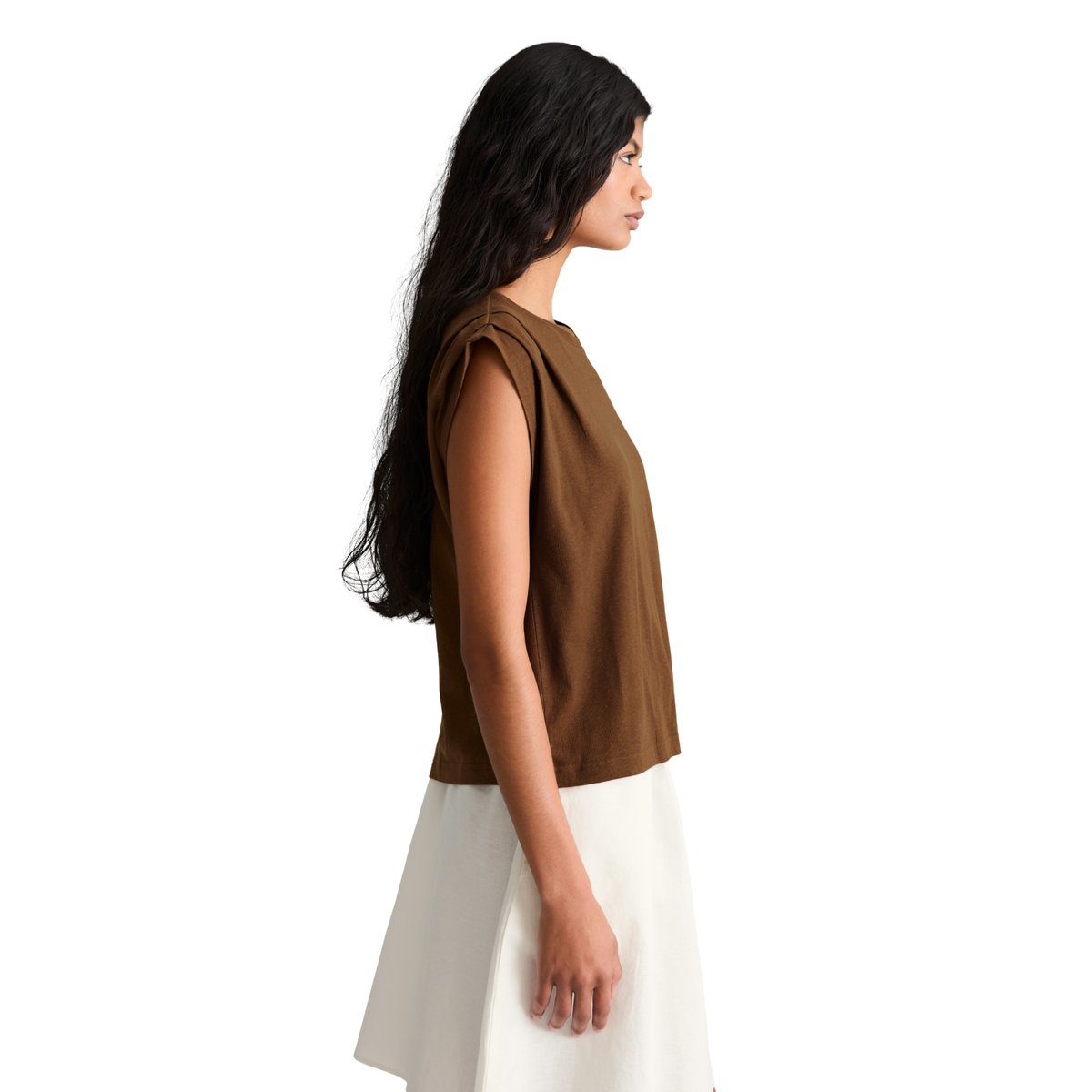 T-shirt relaxed en coton et lin mélangés marron, MARC O’POLO DENIM