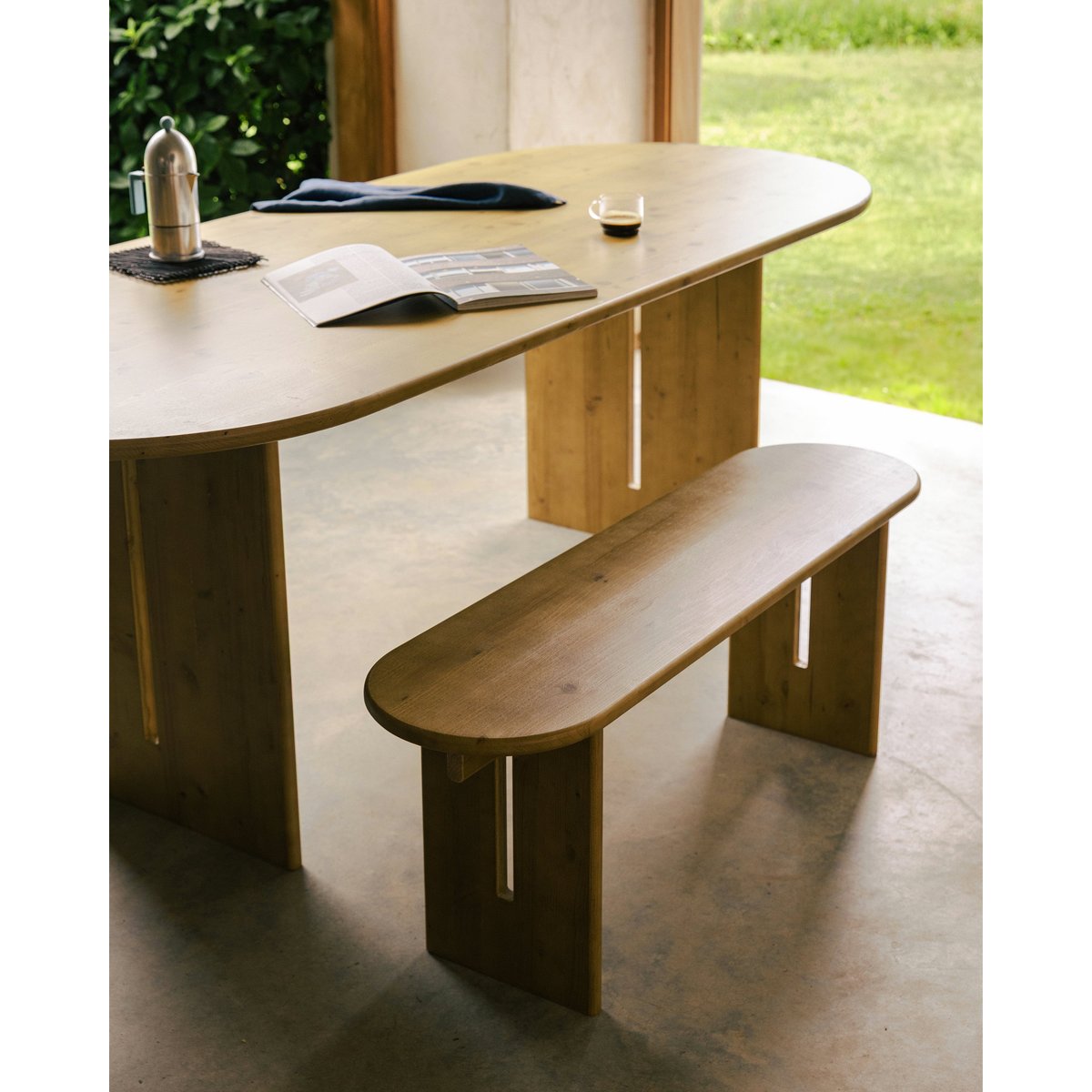 Banc en sapin naturel 120 cm - NUMA noyer, HANNUN