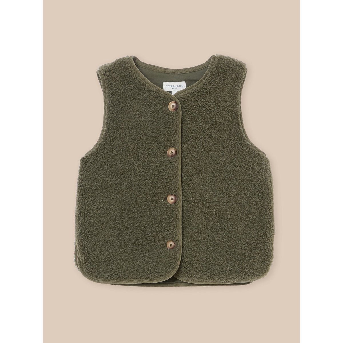 Veste sans manches en sherpa kaki, CYRILLUS