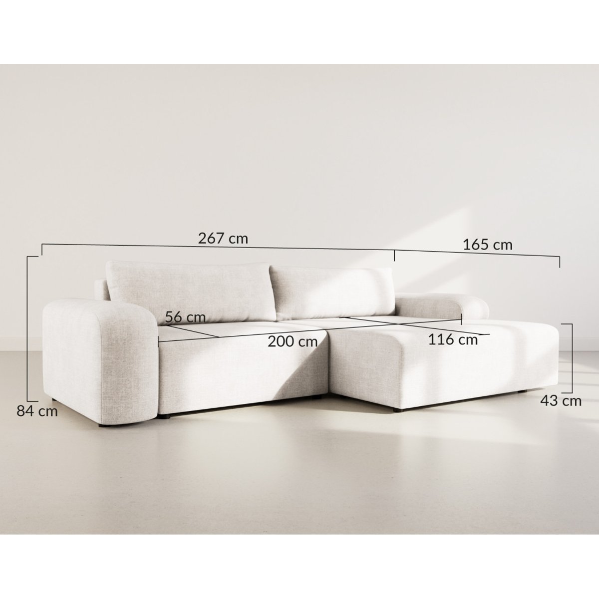 Canapé d'Angle Convertible 4 places - REBECCA gris, BEST MOBILIER