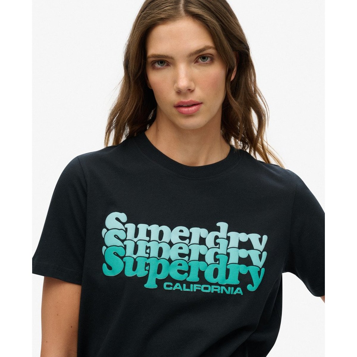 T-shirt Stacked noir de jais, SUPERDRY
