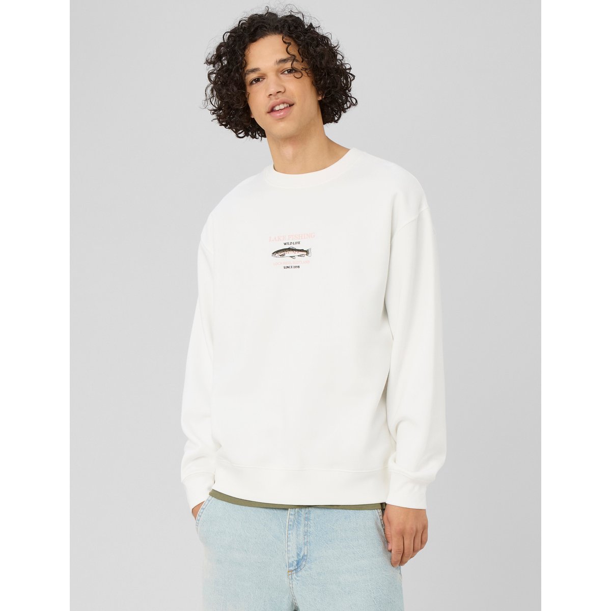 Sweat broderie poitrine blanc écru, BZB