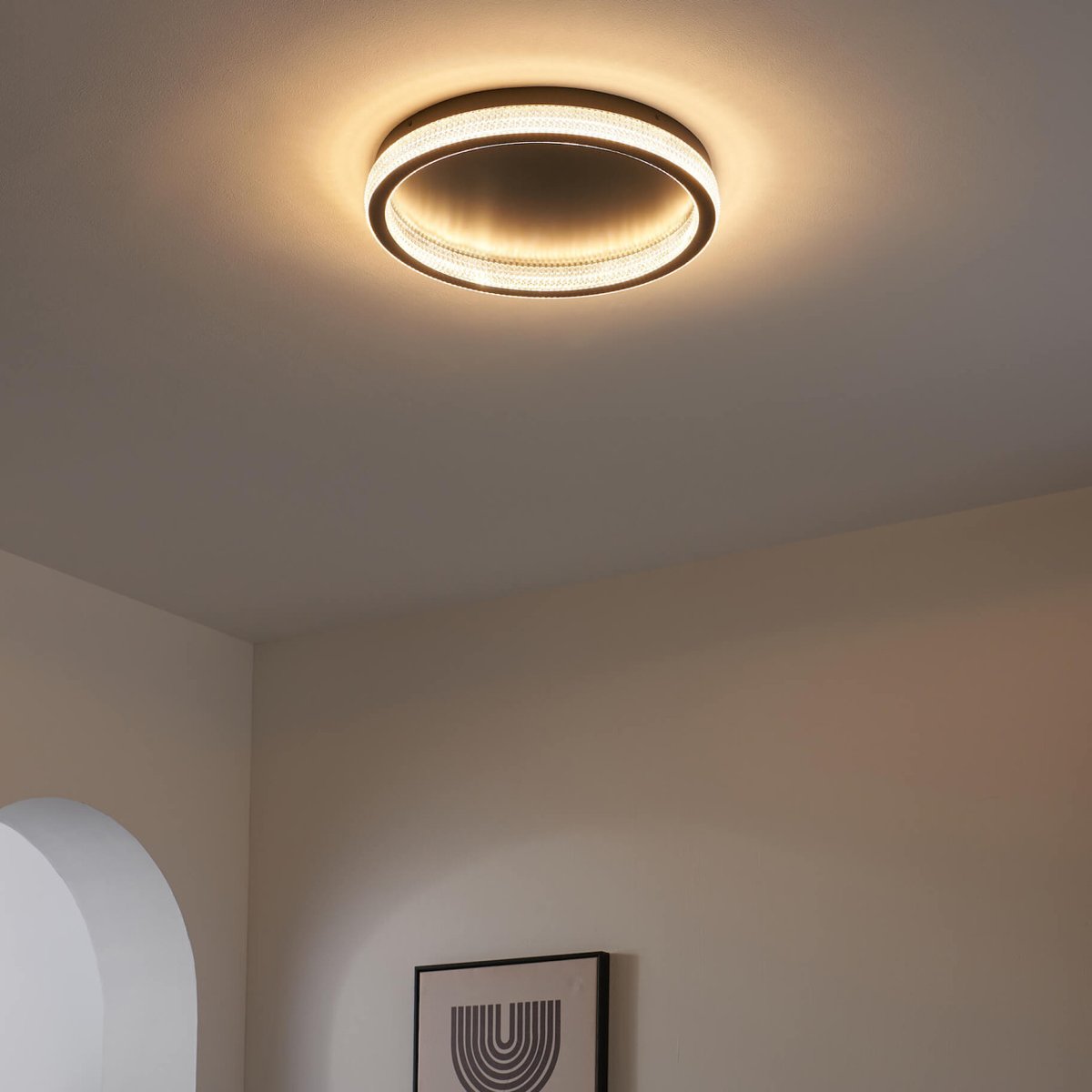 Plafonnier Rond LED – SANDY transparent et noir, KOSILUM
