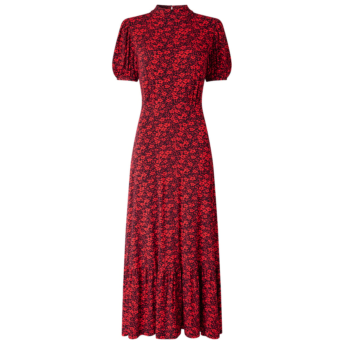 Robe Longue en Jersey à Col Montant Rêves Fleuris rouge, JOE BROWNS