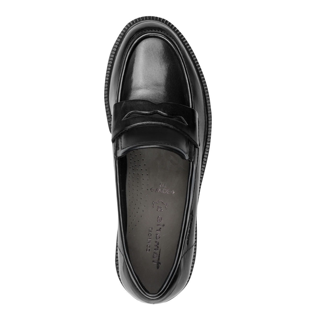 Slipper en cuir noir nappa, TAMARIS
