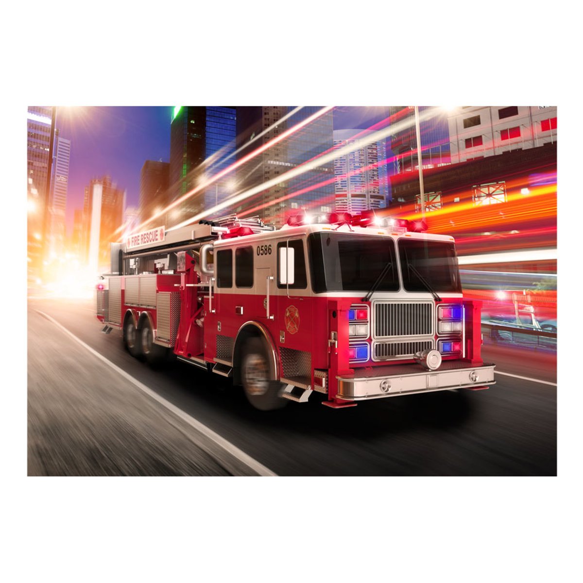 Papier peint intissé panoramique Hobby Fire truck bleu, EDEN