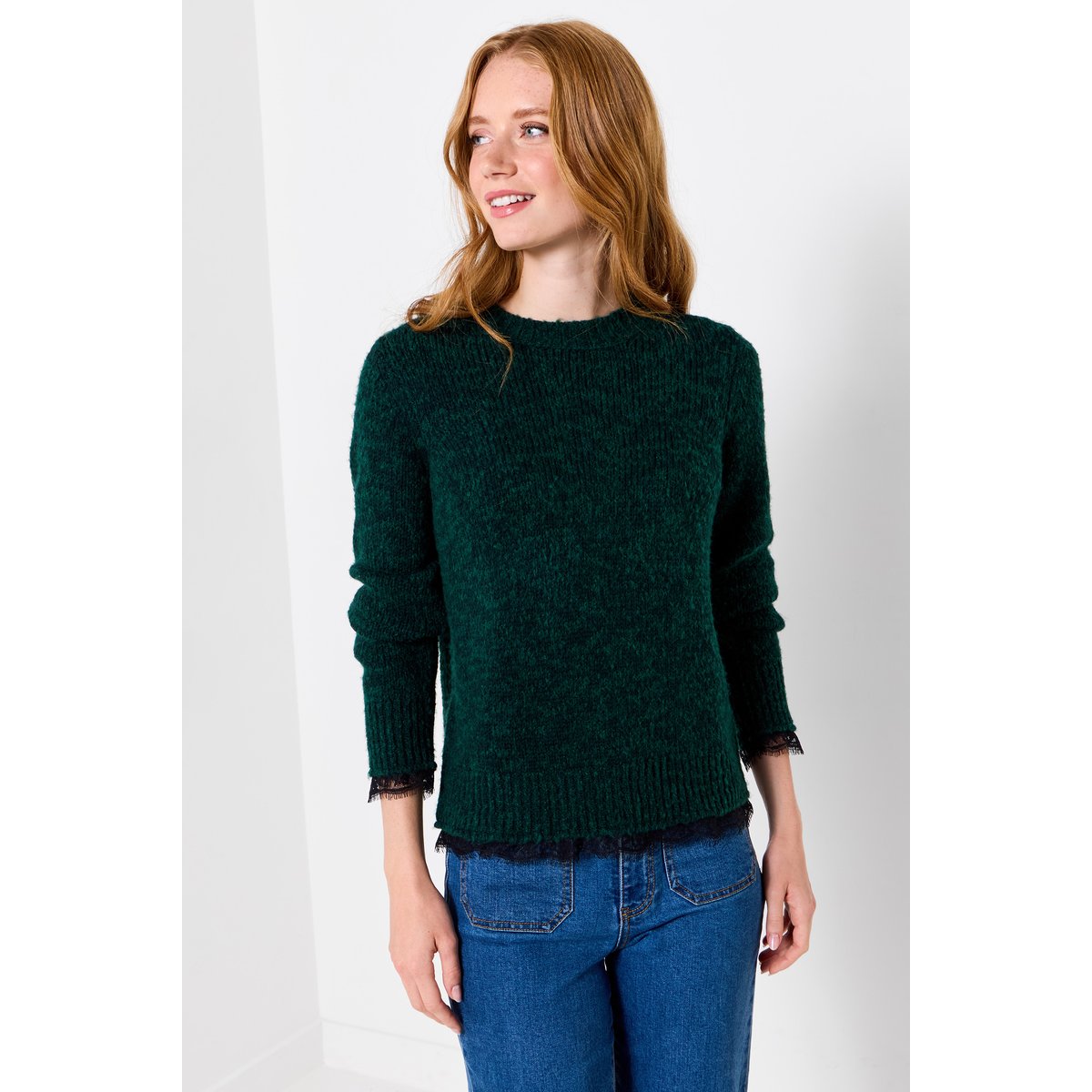 Pull en Maille à Dentelle Délicate vert, JOE BROWNS