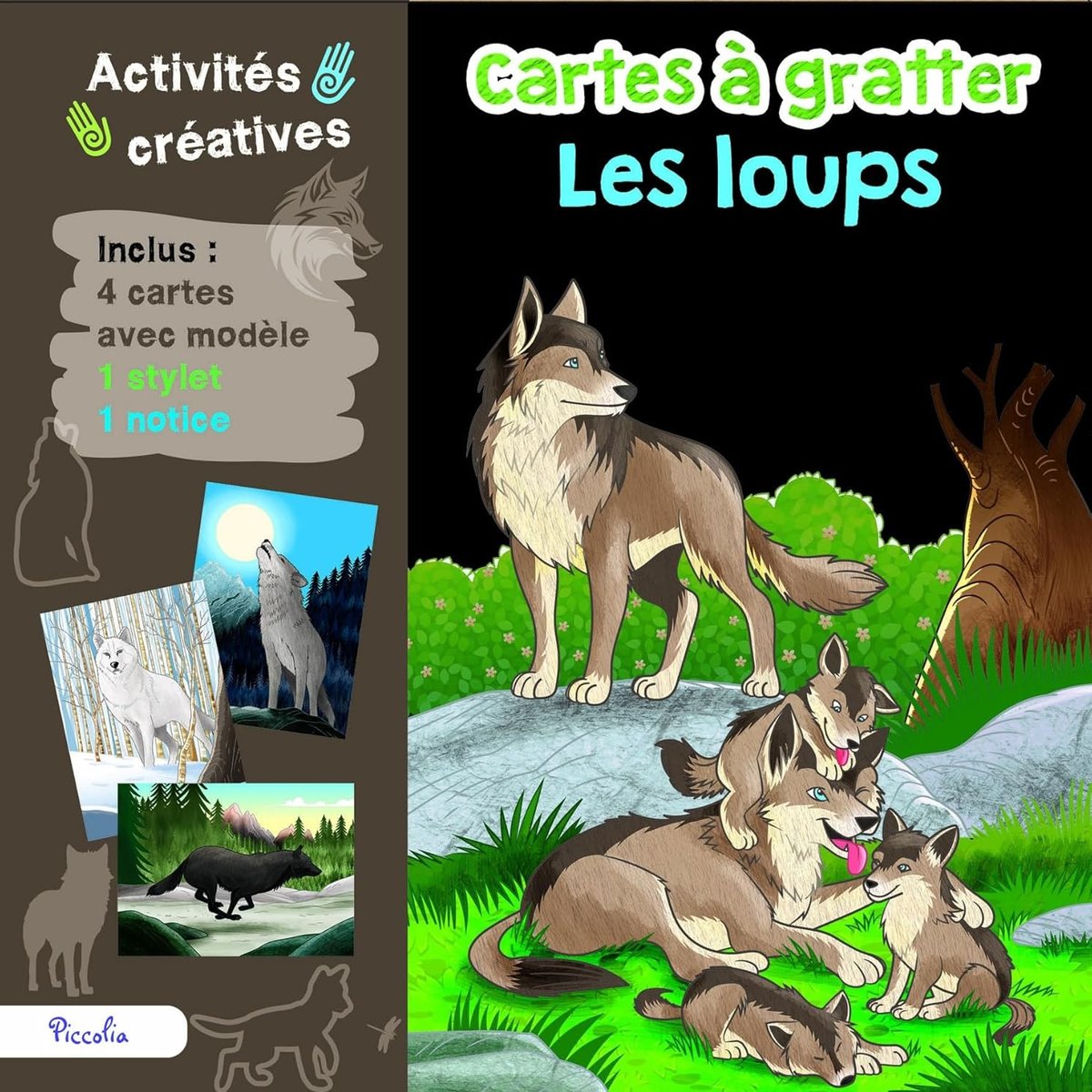 Cartes à gratter Les loups marron, PICCOLIA EDITIONS