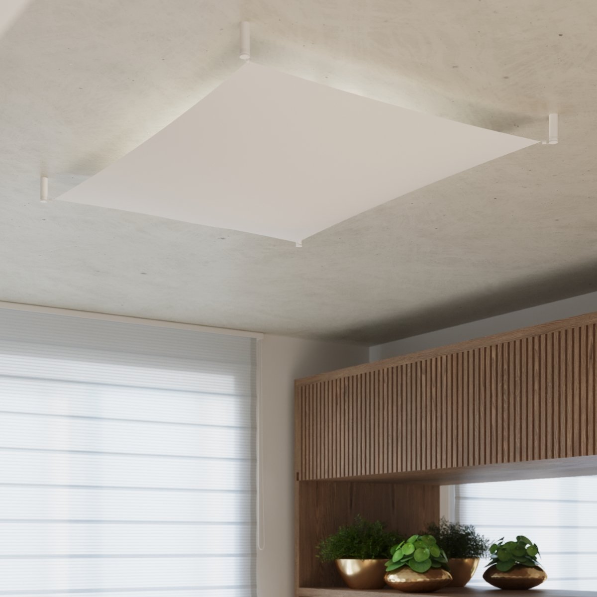 Plafonnier Tissu Blanc G13 3 Luna blanc, EDEN
