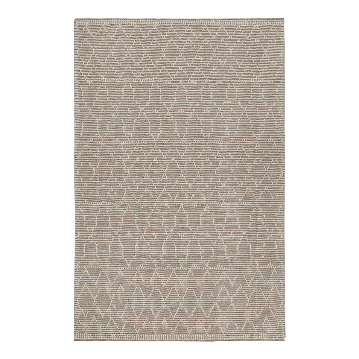 Tapis en laine et coton, tissé main ,  Ana blanc laine-taupe, ESPRIT