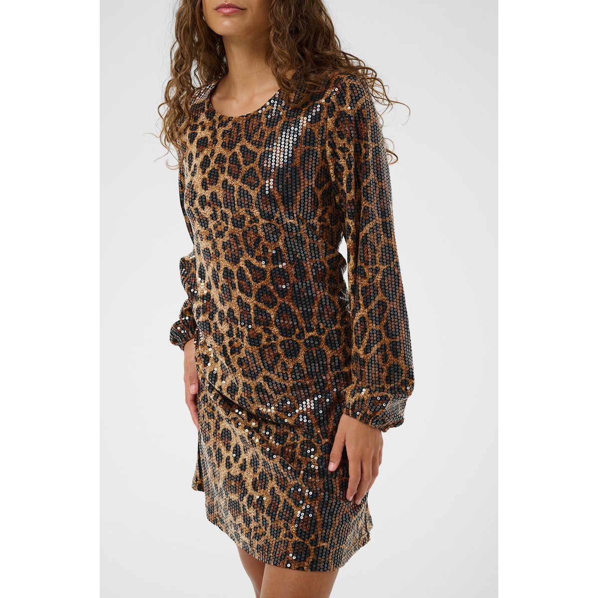 Robe beige leopard sequin, CULTURE