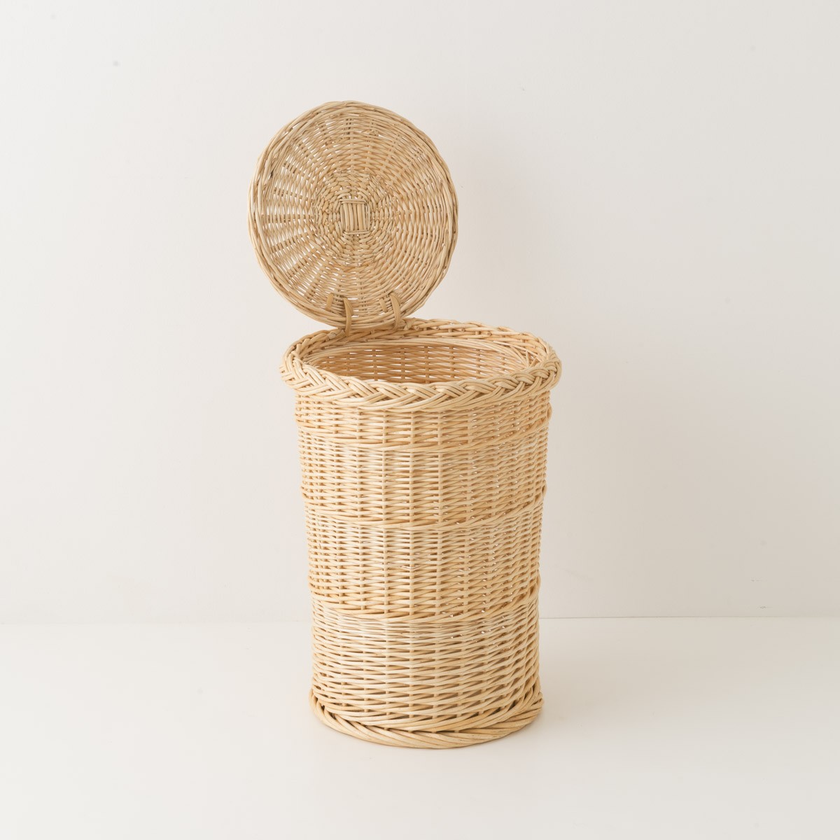 Panier à linge en osier ROND osier blanc, KOK