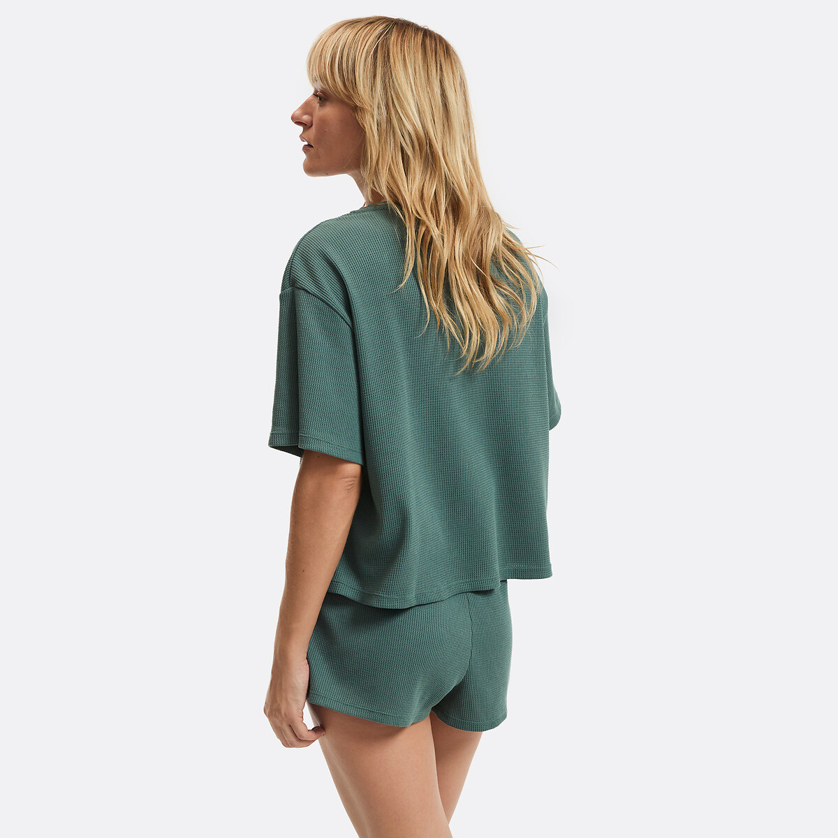 Pyjashort en maille nid d'abeille vert, LA REDOUTE COLLECTIONS