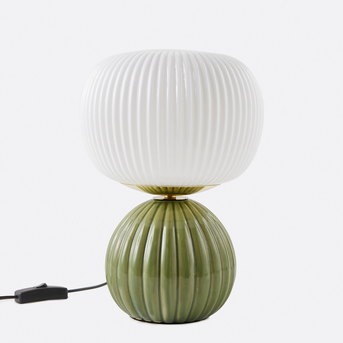 Lampada da tavolo in ceramica e vetro rigato, IZIA verde, LA REDOUTE INTERIEURS