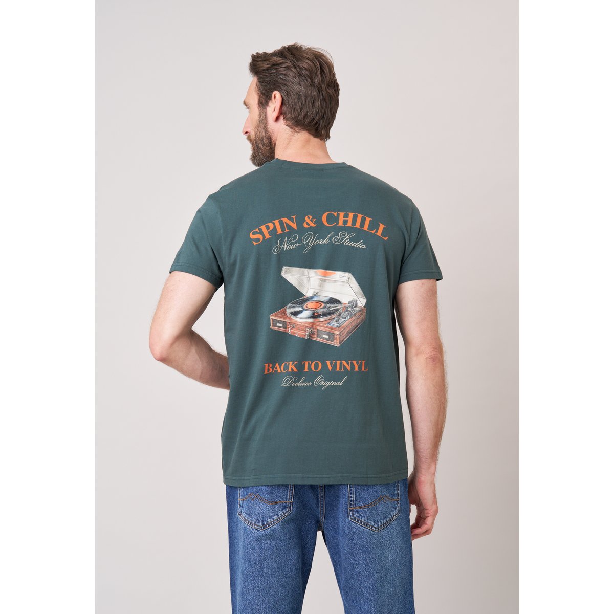 T-shirt confort homme en 100% coton imprimé platine vinyle SPIN python, DEELUXE