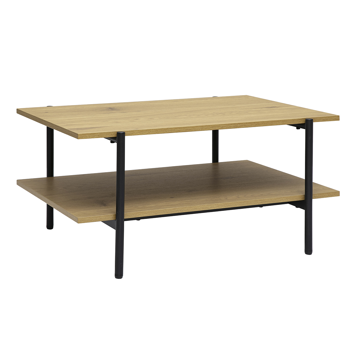 Table basse rectangulaire finition bois foncé noyer et métal noir L80 cm PIPPA chêne clair, MILIBOO