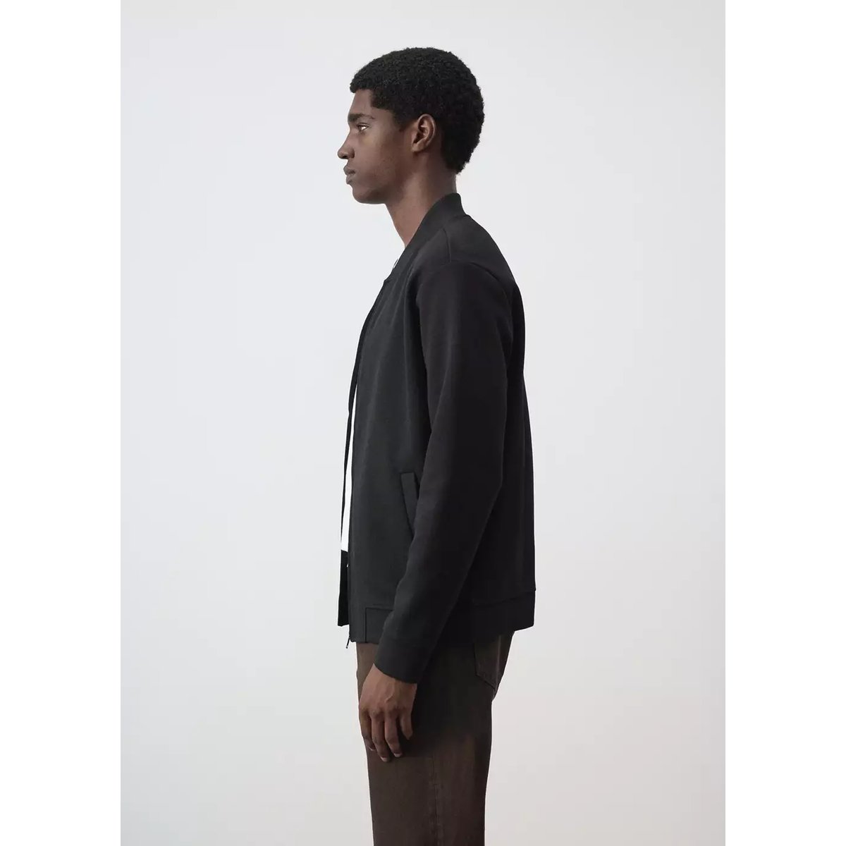 Veste bomber en coton mélangé noir, MANGO MAN