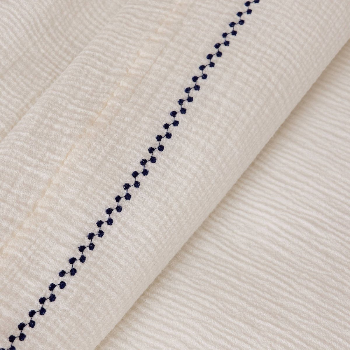 Housse de couette gaze brodée, 240x220cm, 100% coton bio, OEKOTEX, GOTS off white, MONOPRIX