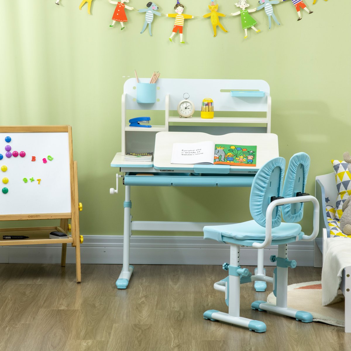 Ensemble bureau et chaise pour enfants PP bleu, HOMCOM