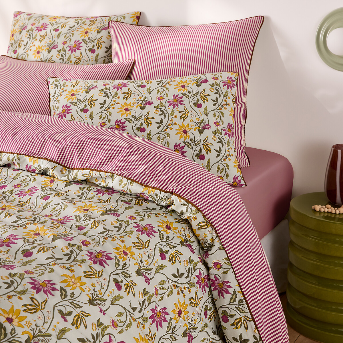 Funda de almohada de algodón lavado, estampado de flores, HARNEY estampado de flores, LA REDOUTE INTERIEURS