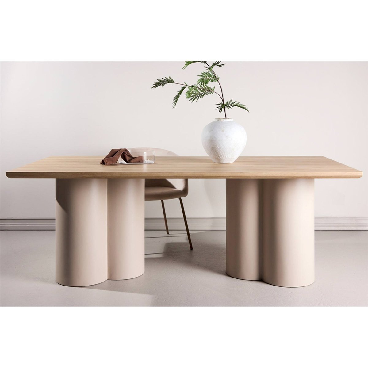 Table à manger chêne collection CONVALDER chêne blanchi et beige, RECOLLECTION