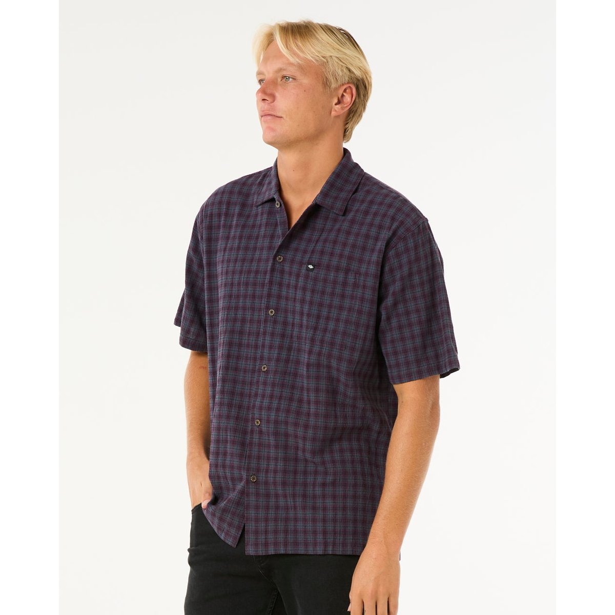 Chemise CLASSIC SURF CHECK S/S SHIRT pine night, RIP CURL