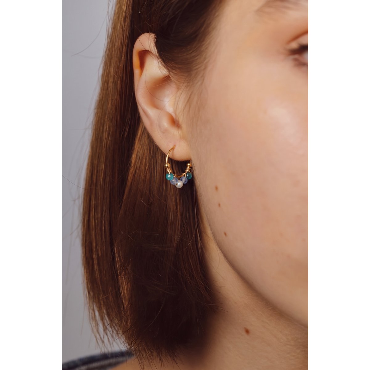 Créoles Priya - Sirène argent / tanzanite, YAY PARIS
