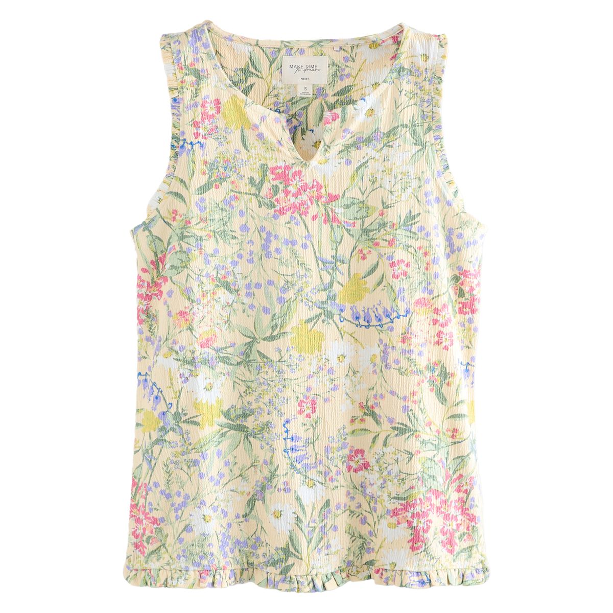 Pyjama short sans manches texturé, ensemble crème  à fleurs, NEXT